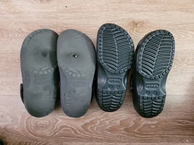 Crocs worn every single day vs. a brand new pair of Crocs:
