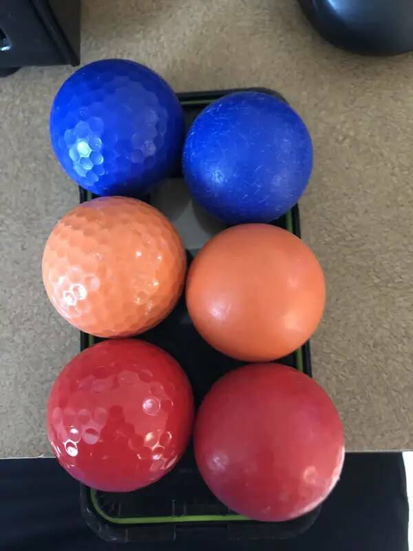 New mini golf balls vs. mini golf balls that have been worn down over the years: