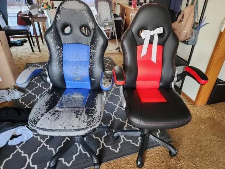A decade-old gaming chair vs. a new version of the same exact chair: