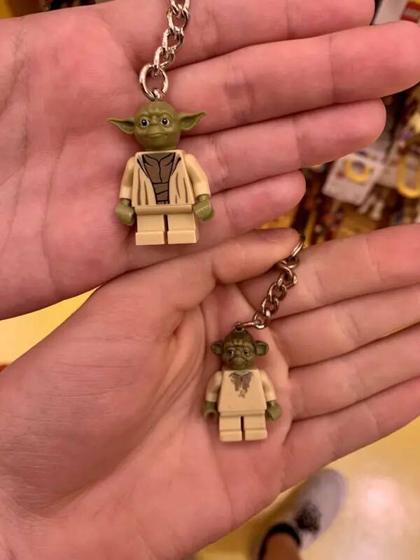 A new Yoda keychain vs. Yoda's weird cousin Yoba:
