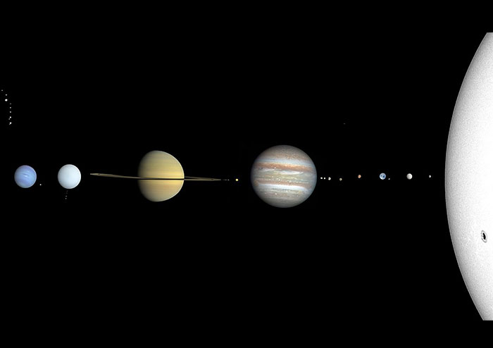 All the planets in our solar system could collectively fit in one continuous line between the earth and the moon