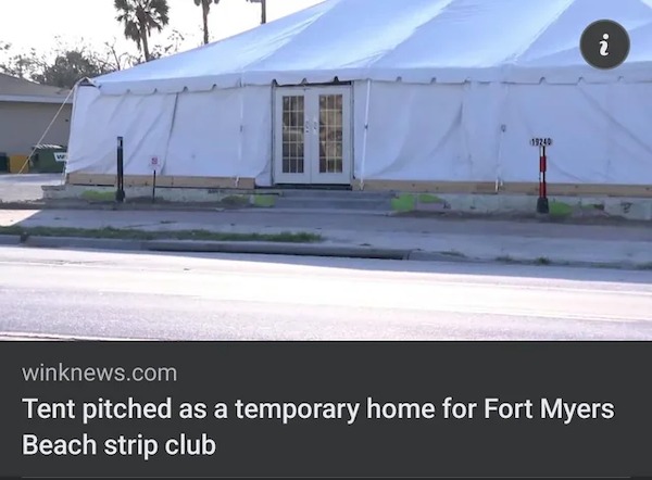 roof - 19240 i winknews.com Tent pitched as a temporary home for Fort Myers Beach strip club