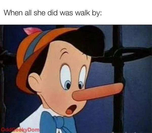 spicy sex memes - cartoon - When all she did was walk by OddGeekyDom