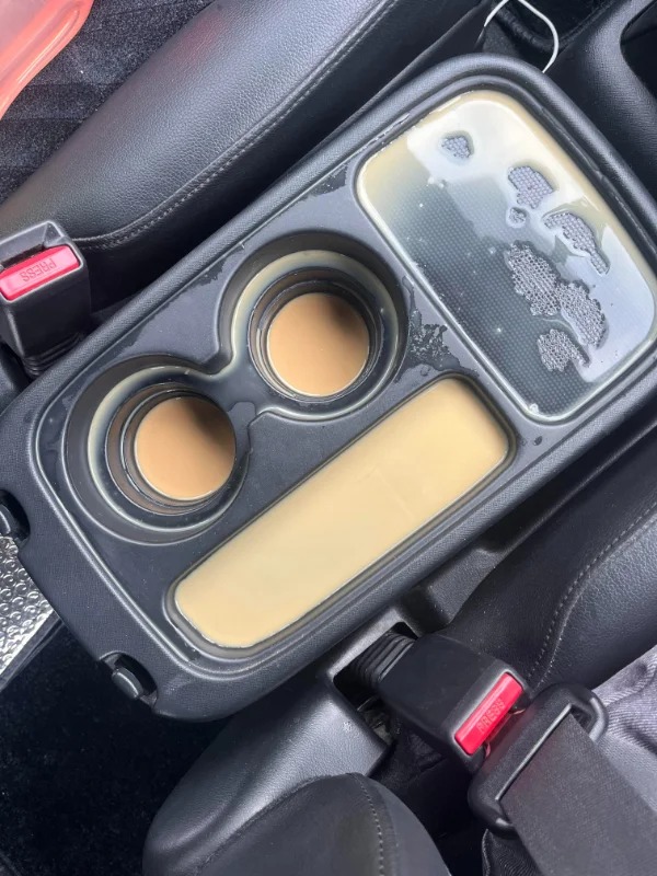 “Trying to enjoy a coffee in my car on my way to work”