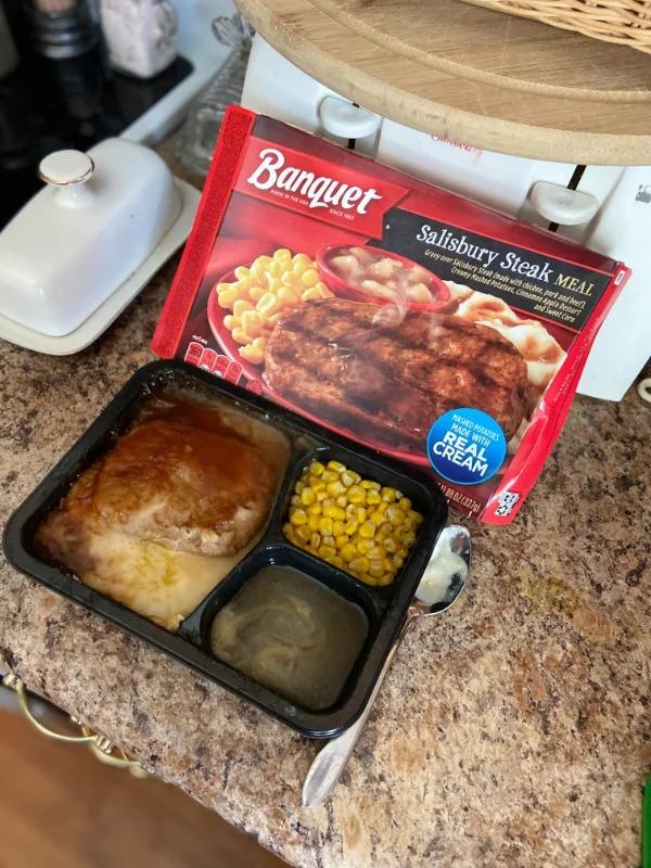 “My TV Dinner’s “Cinnamon Apple Dessert” didn’t have any apple pieces in it.”