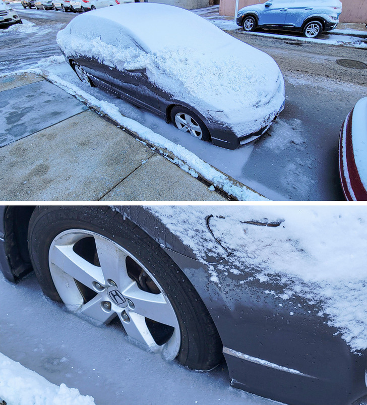 “This car was parked in a low spot during a freezing rainy day. It’s all solid underneath.”