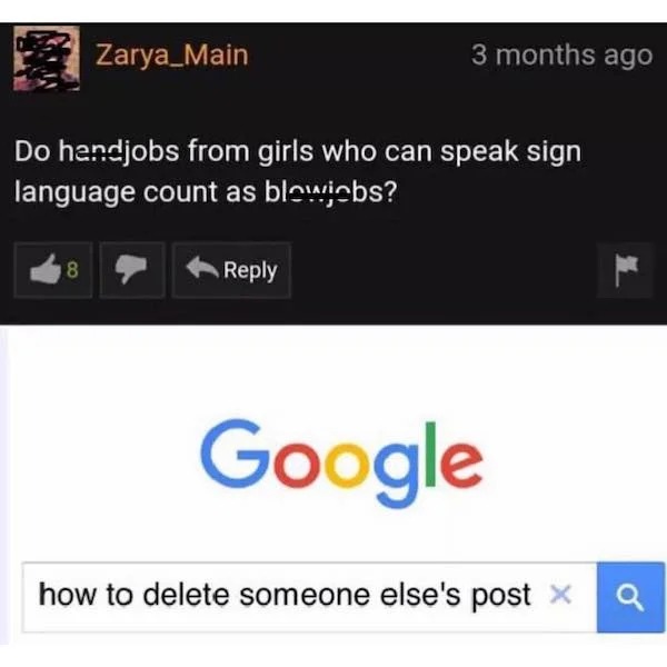 spicy sex meems - google drive - Zarya_Main 8 Do handjobs from girls who can speak sign language count as blowjobs? 3 months ago Google how to delete someone else's post x