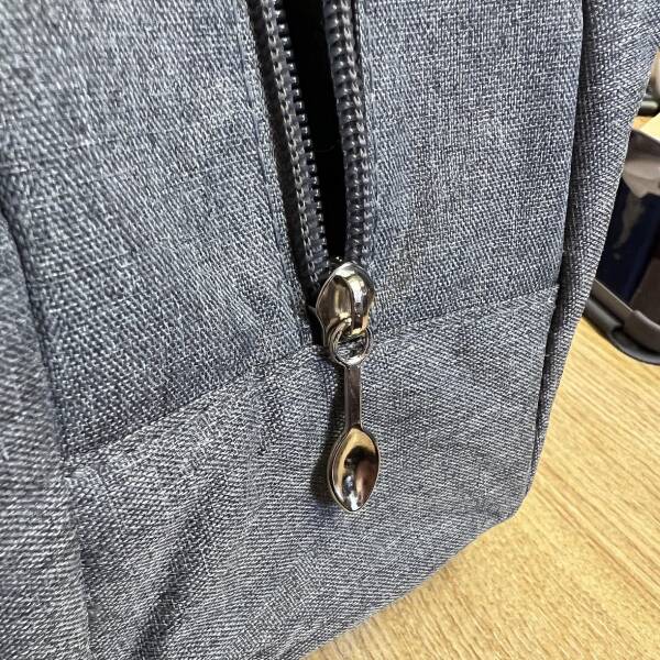 “The zip on my new lunch bag is a tiny spoon”