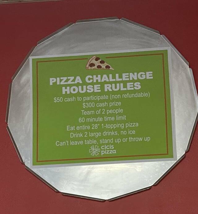 "Cici’s apparently has a “pizza challenge” it allows customers to do for a prize of $300"