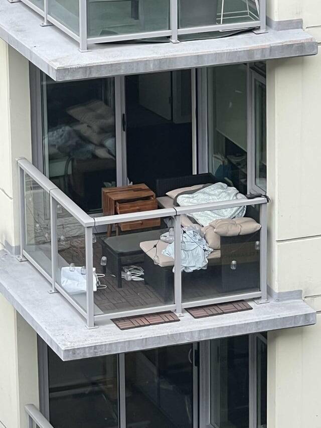 "This bedroom on a balcony"