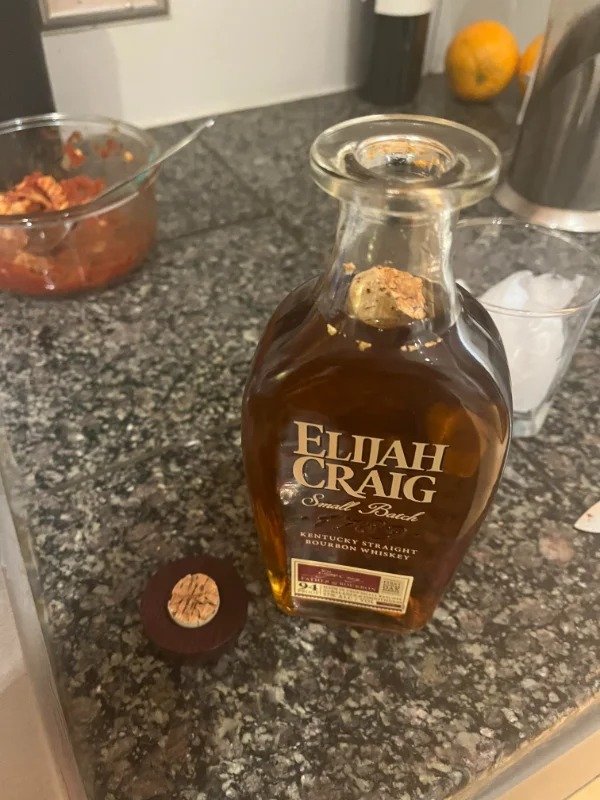 “Cork broke off in the bottle of my bourbon.”