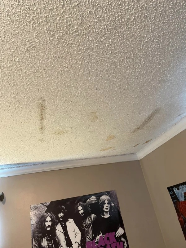 “Came home after student teaching all day, walked in my bedroom and saw water dripping from the ceiling onto my bed.”