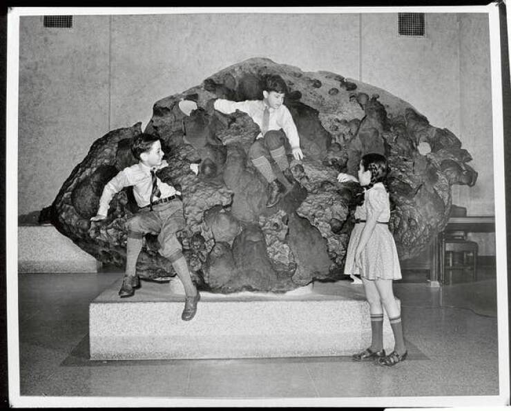 This is the Willamette meteorite, the largest meteorite that's ever been found in the United States:It is the sixth largest in the world and weighs 15.5 tons.