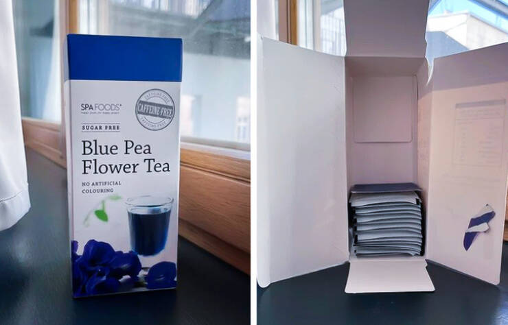 “There’s even a little cardboard barrier to prevent the tea bags from moving around in the empty space.”