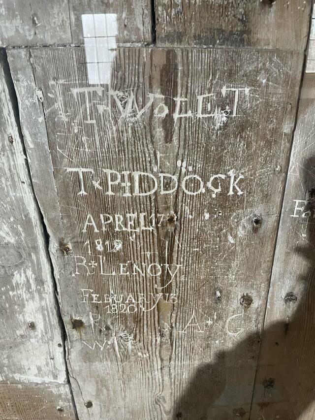 "Graffiti by prisoners in 1800s. Canterbury England"