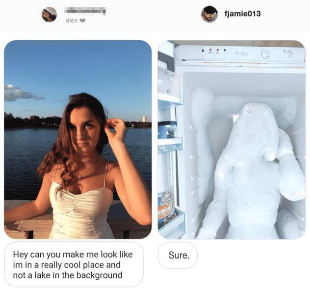 photoshop troll james fridman - james fridman photoshop - alex Hey can you make me look im in a really cool place and not a lake in the background irdsEye Sure. fjamie013