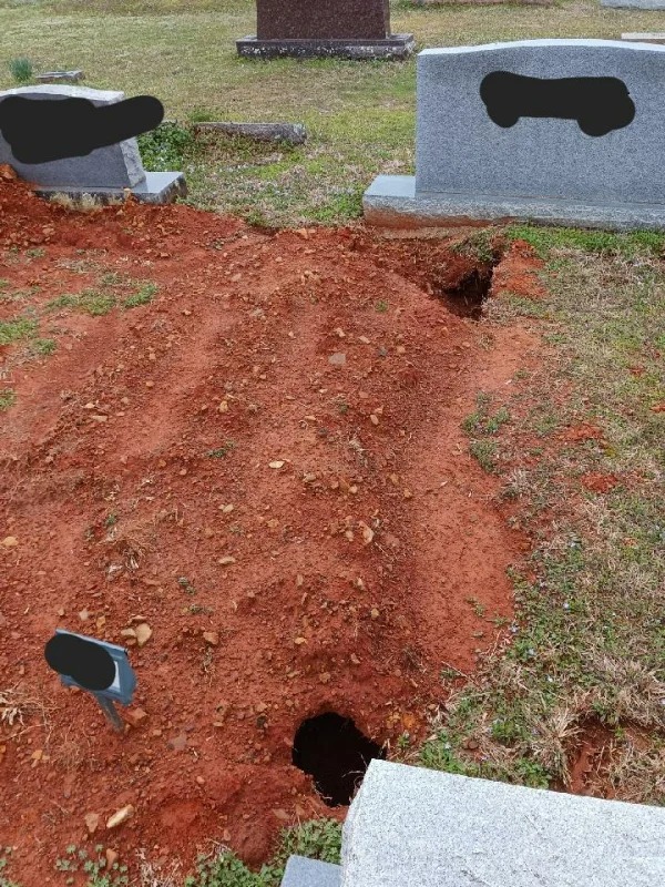 “My gran was buried the first week of January, & this is the current state of her gravesite. The funeral home wants another $200 to fix it immediately or else “they’ll get to it when they get to it.”