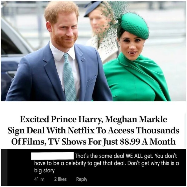 people who missed the joke - meghan markle and price harry run away - Excited Prince Harry, Meghan Markle Sign Deal With Netflix To Access Thousands Of Films, Tv Shows For Just $8.99 A Month That's the same deal We All get. You don't have to be a celebrit
