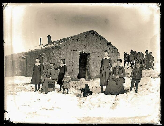 Pioneer Family In Nebraska During The Winter Of 1880