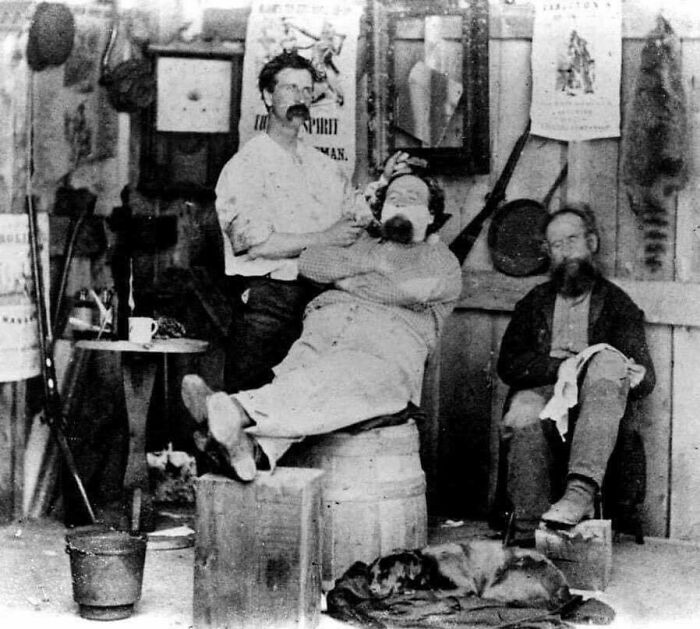 A Rare Look Inside Of A Barbershop, 1869