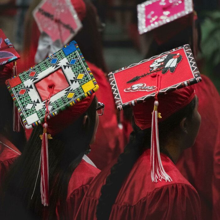 Native American Beaded Caps At Graduation