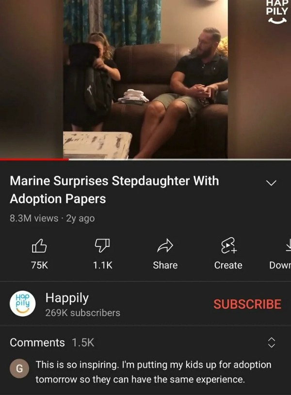 fails and facepalms - cursed comments funny - Marine Surprises Stepdaughter With Adoption Papers 8.3M views 2y ago 75K Hop Happily pily G subscribers Create Hap Pily Down Subscribe This is so inspiring. I'm putting my kids up for adoption tomorrow so they