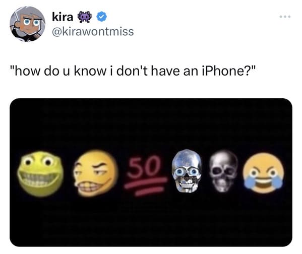 funyn tweets - icon - kira "how do u know i don't have an iPhone?" Sa 50 8888