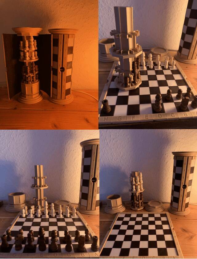 "I made a chess set. This is a small travel version (1 inch pieces)"