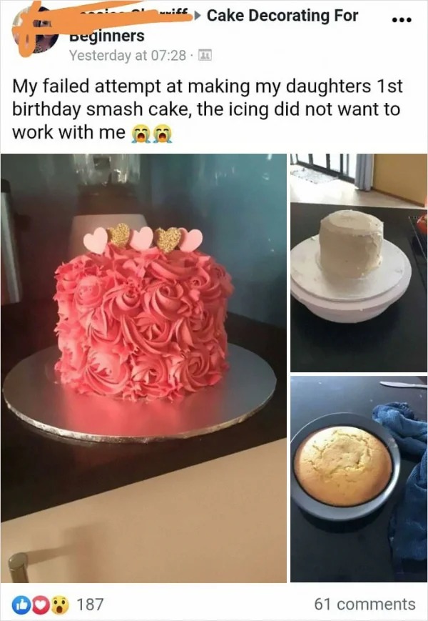 Humble Brag - buttercream - Deginners Yesterday at Cake Decorating For My failed attempt at making my daughters 1st birthday smash cake, the icing did not want to work with me an 187 61