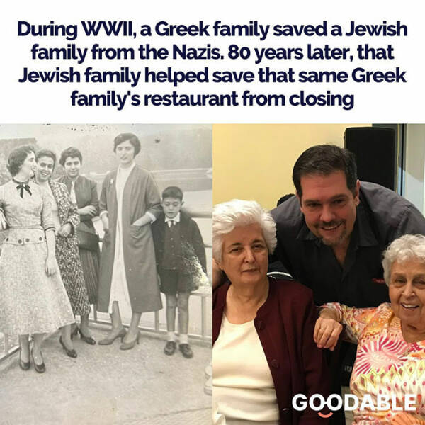 wholesome pics and memes - senior citizen - During Wwii, a Greek family saved a Jewish family from the Nazis. 80 years later, that Jewish family helped save that same Greek family's restaurant from closing K Goodable