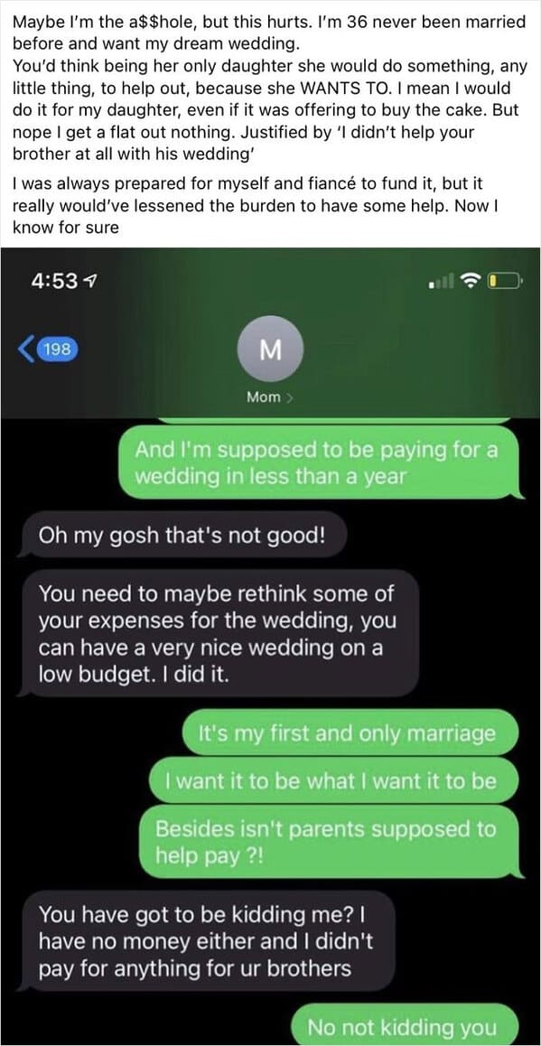 “Bride Posts Conversation With Her Mom. Don’t Worry – She Got A Roasting In Comments”