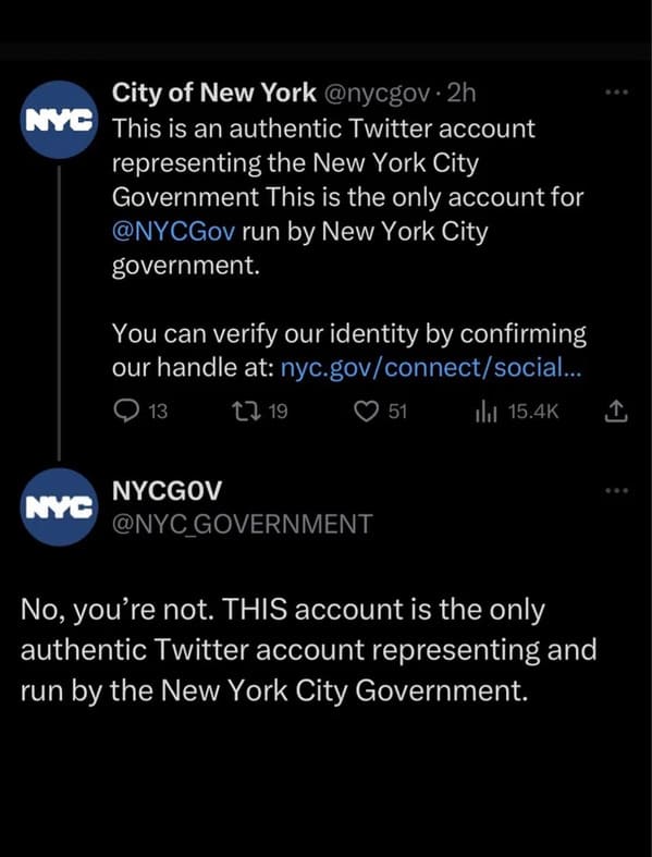 brutal comments - 4chan - City of New York .2h Nyc This is an authentic Twitter account representing the New York City Government This is the only account for run by New York City government. Nyc You can verify our identity by confirming our handle at nyc