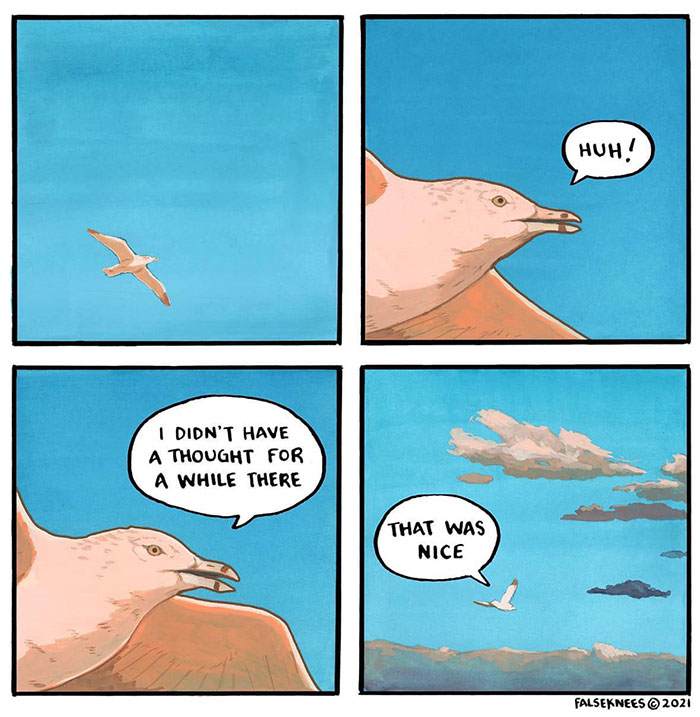 fresh and funny pics - false knees art - I Didn'T Have A Thought For A While There That Was Nice Huh! Falseknees 2021