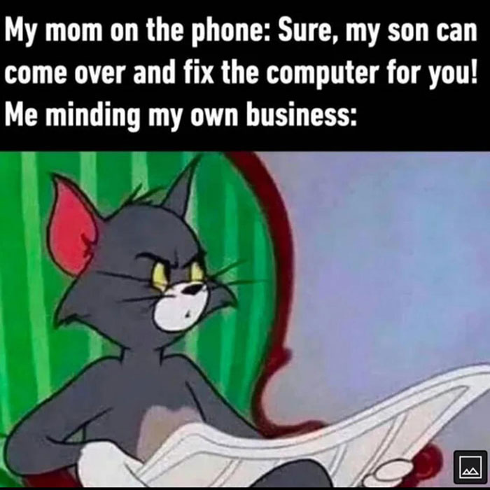 fresh and funny pics - cant do this on my own meme - My mom on the phone Sure, my son can come over and fix the computer for you! Me minding my own business