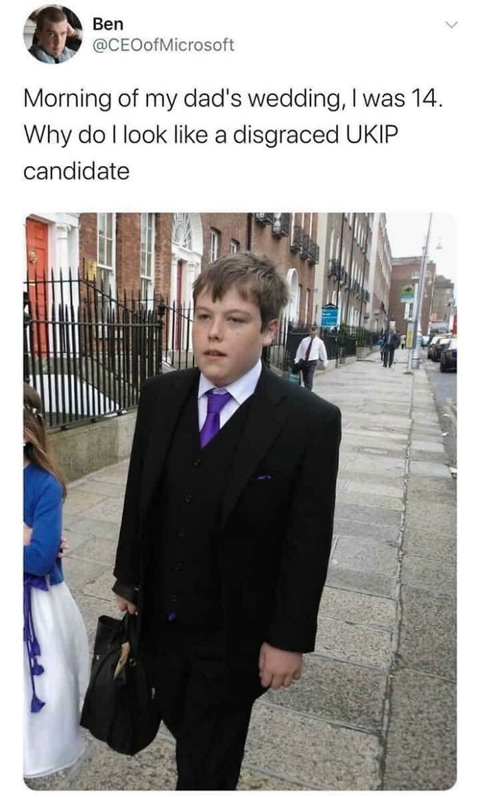 gentleman - Ben Microsoft Morning of my dad's wedding, I was 14. Why do I look a disgraced Ukip candidate