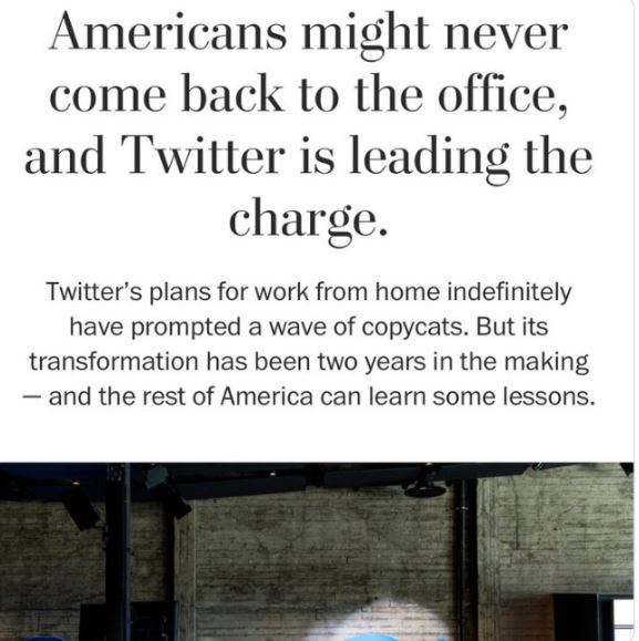 poorly aged posts - shooby dooby down to ruby's - Americans might never come back to the office, and Twitter is leading the charge. Twitter's plans for work from home indefinitely have prompted a wave of copycats. But its transformation has been two years