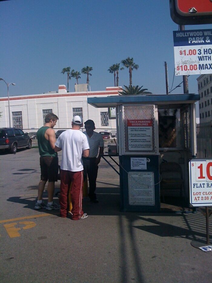 Ryan Gosling paid for my parking on Hollywood Blvd once. We had parked in the same parking lot. He was leaving and we were arriving and I struck up a convo with him real quick.

He asked where I was from and why I was there/who I was with. (Spring Break, 9 friends, 2 cars). And he was like "Oh you guys have 40 bucks to drop on just parking? Must be loaded" I chuckled and was about to say something back and he just says the coolest thing to me.

"Don't worry about parking today man, I'll cover you all for the weekend. Have a fun spring break!"

It was so cool. He is JUST as nice in real life as you think he would be.

Here's the Proof, I'm in the White.