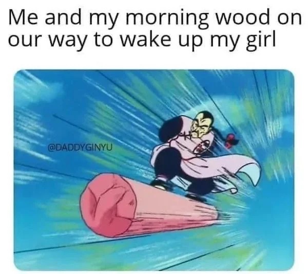spicy memes - cartoon - Me and my morning wood on our way to wake up my girl