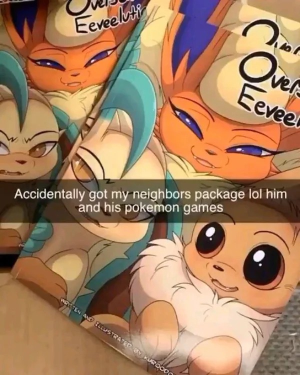 hold up a minute pics - cartoon - Eeveeluti On Over Eevee Accidentally got my neighbors package lol him and his pokemon games Written And Illustrated By Kurood