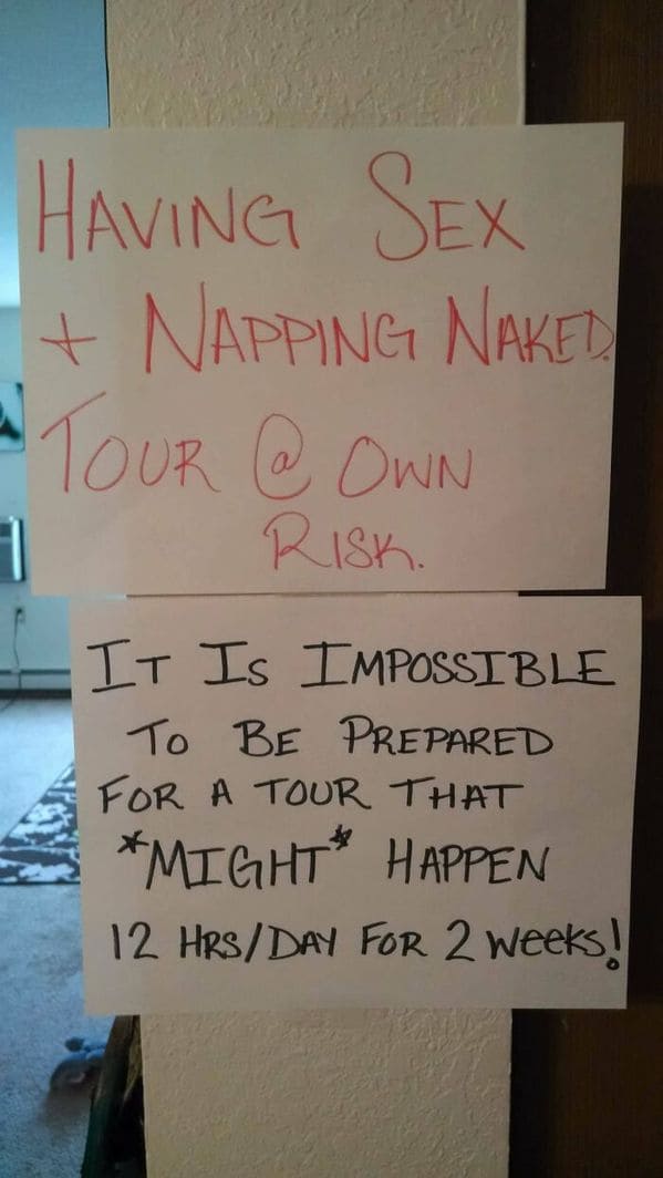 Bad landlords - handwriting - Having ]Napping Naked Tour \It Is Impossible To Be Prepared For A Tour That Might Happen 12 HrsDay For 2 weeks!