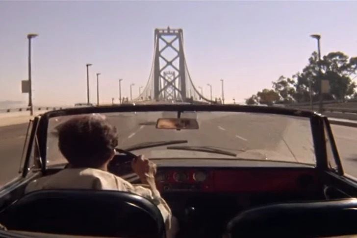 The Graduate. Per the film’s storyline, the protagonist travels to Berkeley, a city on the eastern side of the San Francisco Bay. However, the viewers can observe Dustin Hoffman’s character driving on the bridge’s upper deck, which is in the opposite direction.