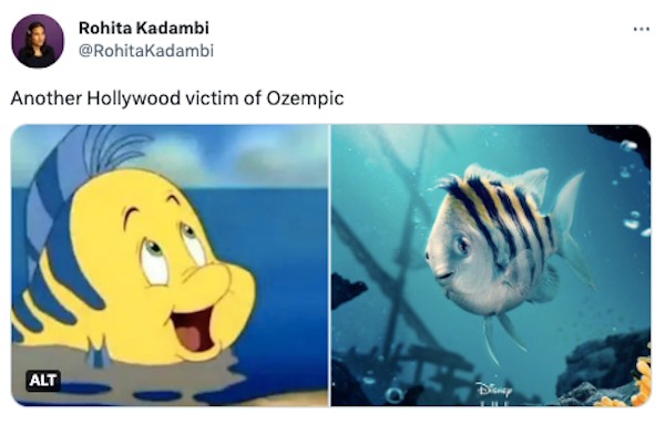 funny tweets - cartoon - Rohita Kadambi Another Hollywood victim of Ozempic Alt Disney