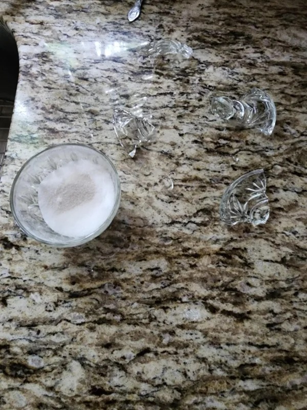 “Just broke the sugar dish that’s been in my family for 4 generations.”