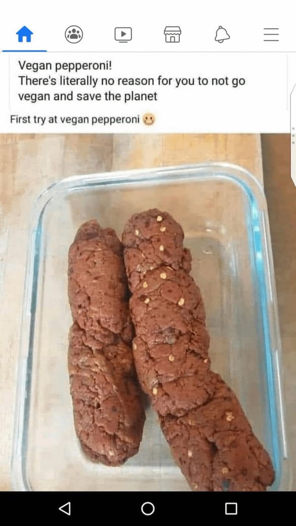 super cringey pics - vegan pepperoni meme - Vegan pepperoni! There's literally no reason for you to not go vegan and save the planet First try at vegan pepperoni