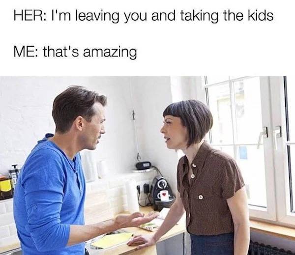funny memes - Joke - Her I'm leaving you and taking the kids Me that's amazing em
