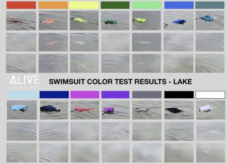 interesting infographics and charts -  color swimsuit is safest - Alive Swimsuit Color Test Results Lake