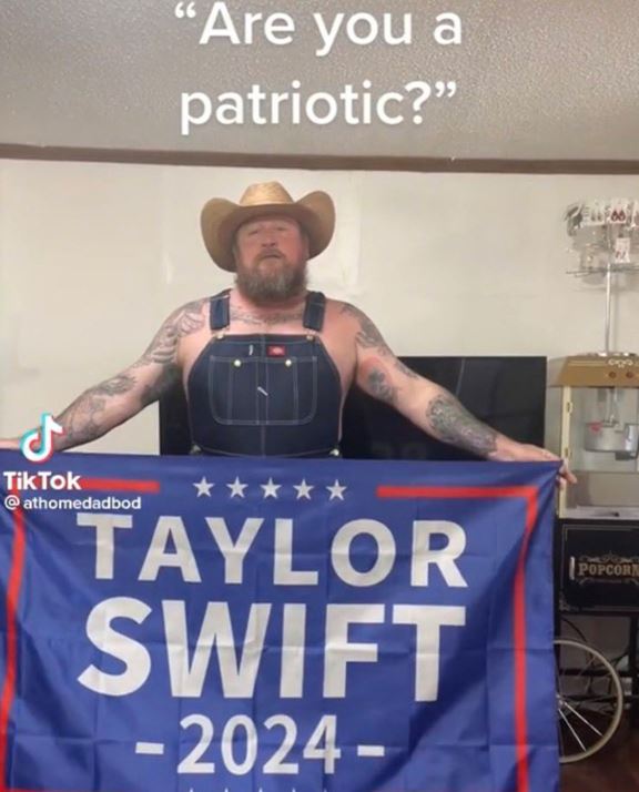 wild tiktok screenshots - t shirt - J Tik Tok "Are you a patriotic?" Taylor Swift 2024 Ellfoo Popcorn