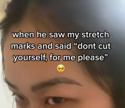wild tiktok screenshots - when he saw my stretch marks and said "dont cut yourself, for me please"