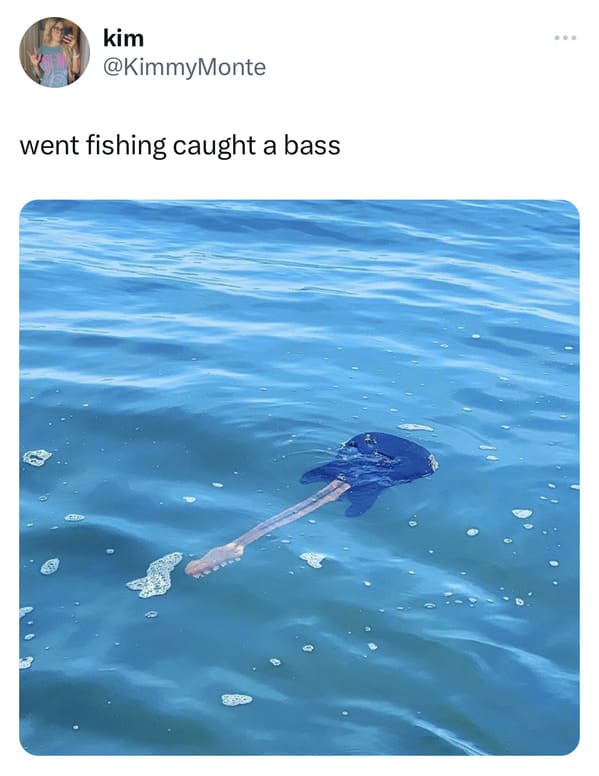 tweets and memes - water resources - kim went fishing caught a bass