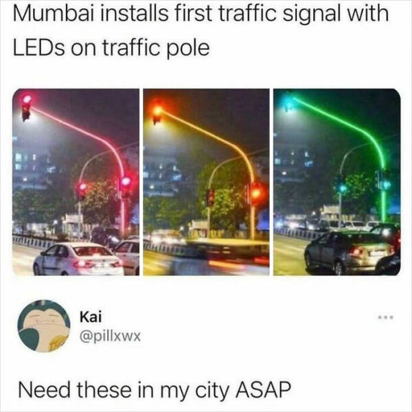 awesome designs by clever people - lighting - Mumbai installs first traffic signal with LEDs on traffic pole Kai Need these in my city Asap